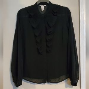 H&M swiss dot black blouse
